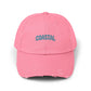 Coastal Distressed Baseball Cap — Vintage Ocean Graphic Hat Hats Printify True Pink One size
