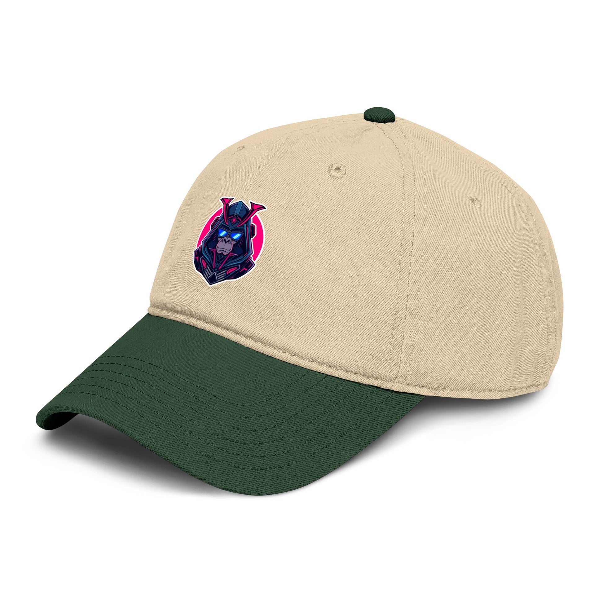 Embroidered Neon Samurai Baseball Cap — Washed Cotton Hat Hats Printify