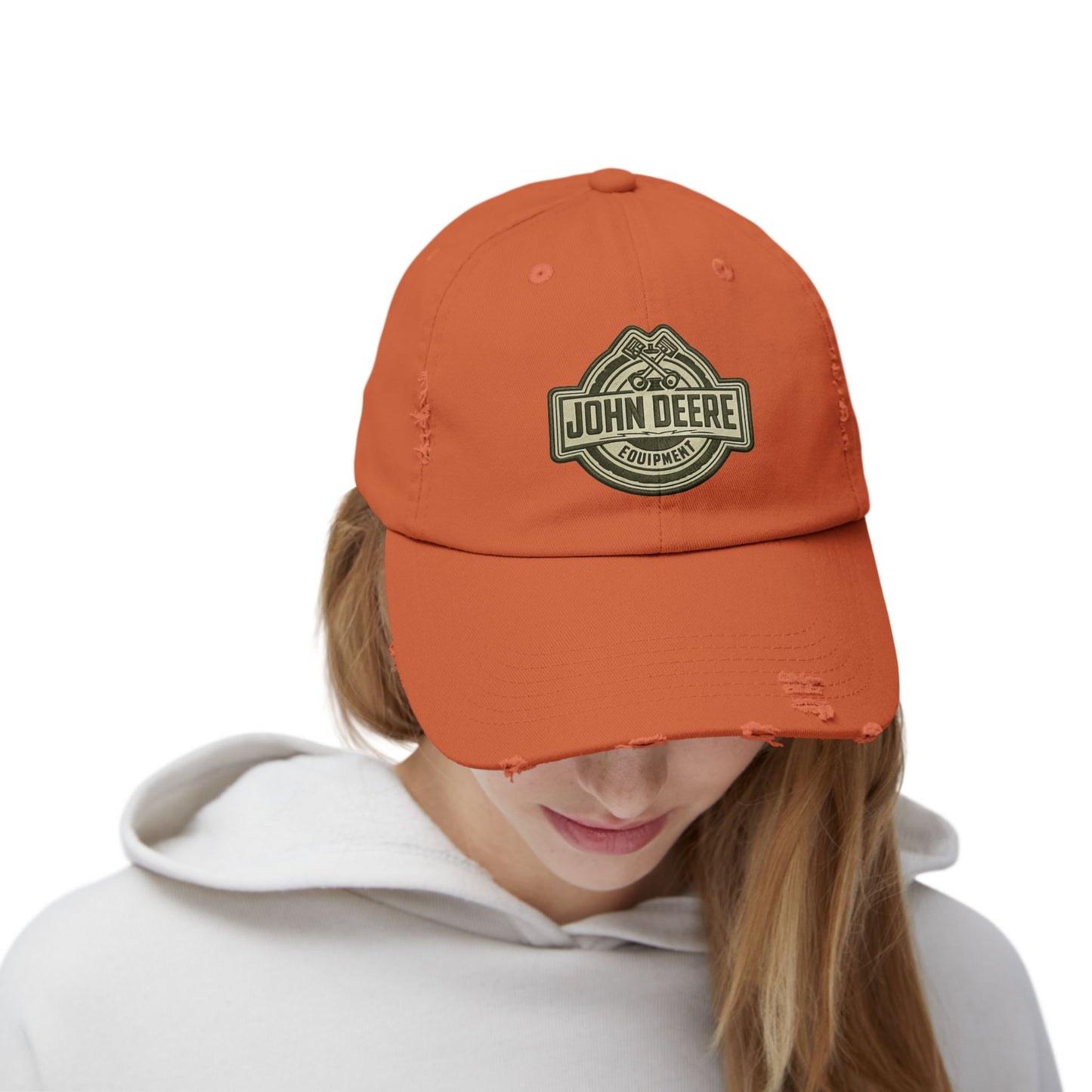 Distressed John Deere Logo Cap — Vintage Farm Equipment Baseball Hat