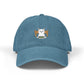 Embroidered Cat at Dinner Denim Hat Hats Printify One size Blue