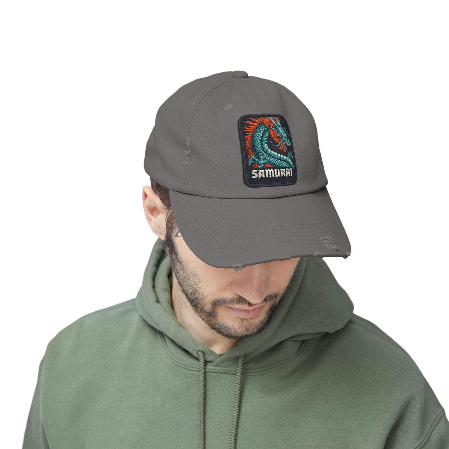 Distressed Samurai Dragon Cap — Vintage Retro Japanese Dragon Baseball Hat