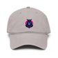 Embroidered Neon Samurai Baseball Cap — Washed Cotton Hat Hats Printify One size Gray