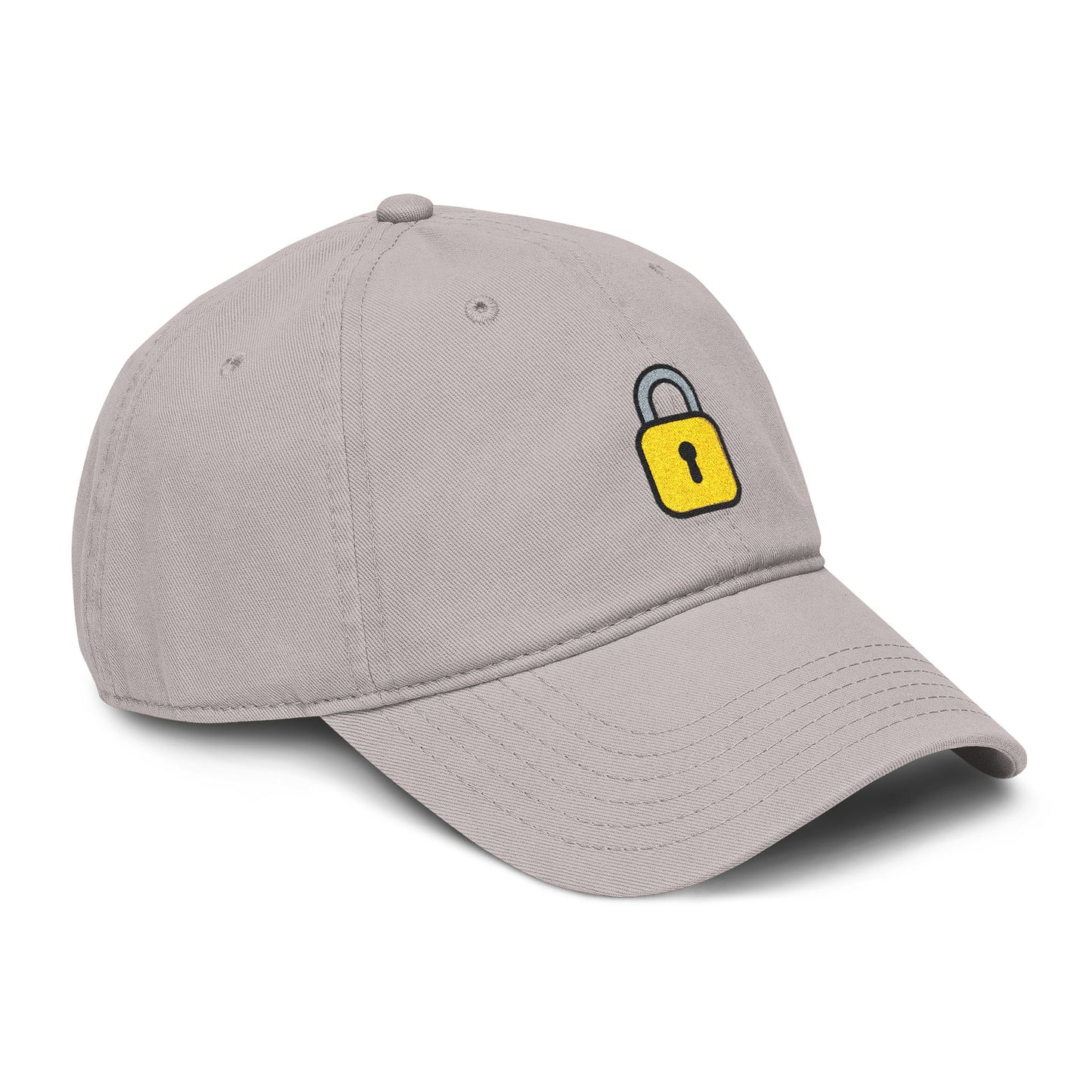 Embroidered Yellow Padlock Baseball Cap — Washed Cotton Dad Hat Hats Printify