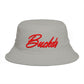 Bucket Hat — Retro Script 'Bucketd' Embroidered Brown Summer Hat