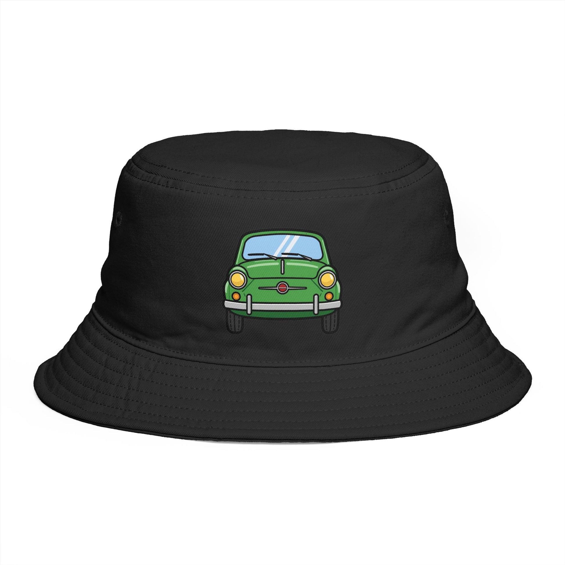 Bucket Hat — Retro Green Car Embroidered Bucket Hat Hats Printify One size Black