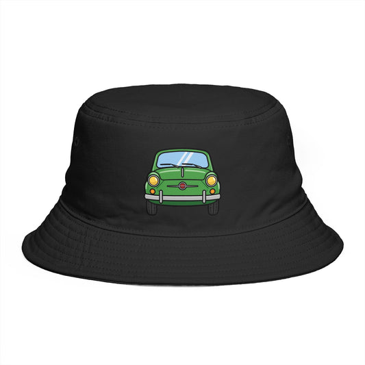 Bucket Hat — Retro Green Car Embroidered Bucket Hat