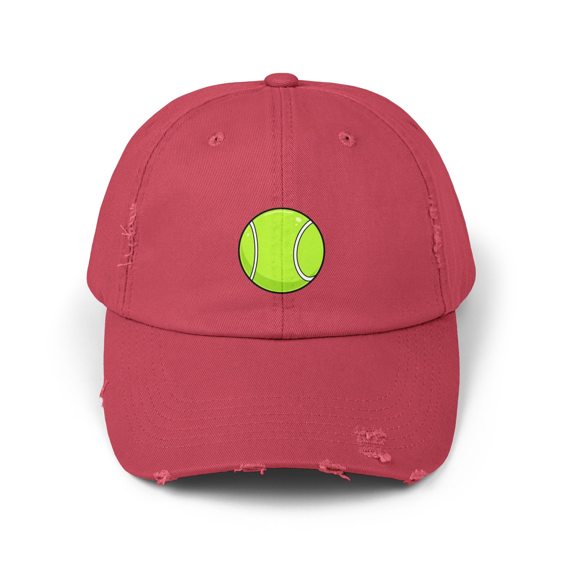 Distressed Tennis Ball Cap — Vintage Sport Dad Hat Hats Printify Dashing Red One size
