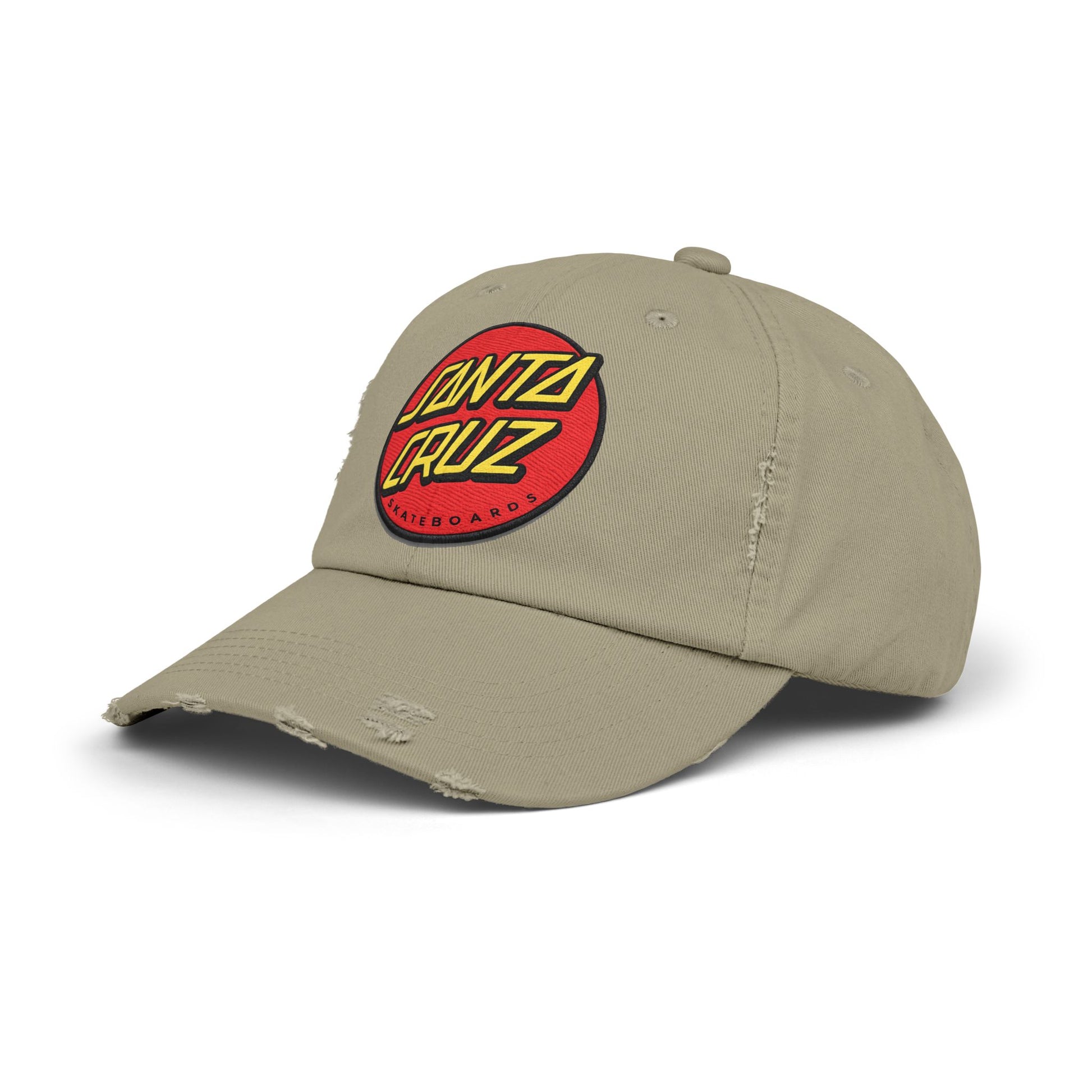 Santa Cruz Logo Distressed Cap – Vintage Skate Dad Hat Hats Printify
