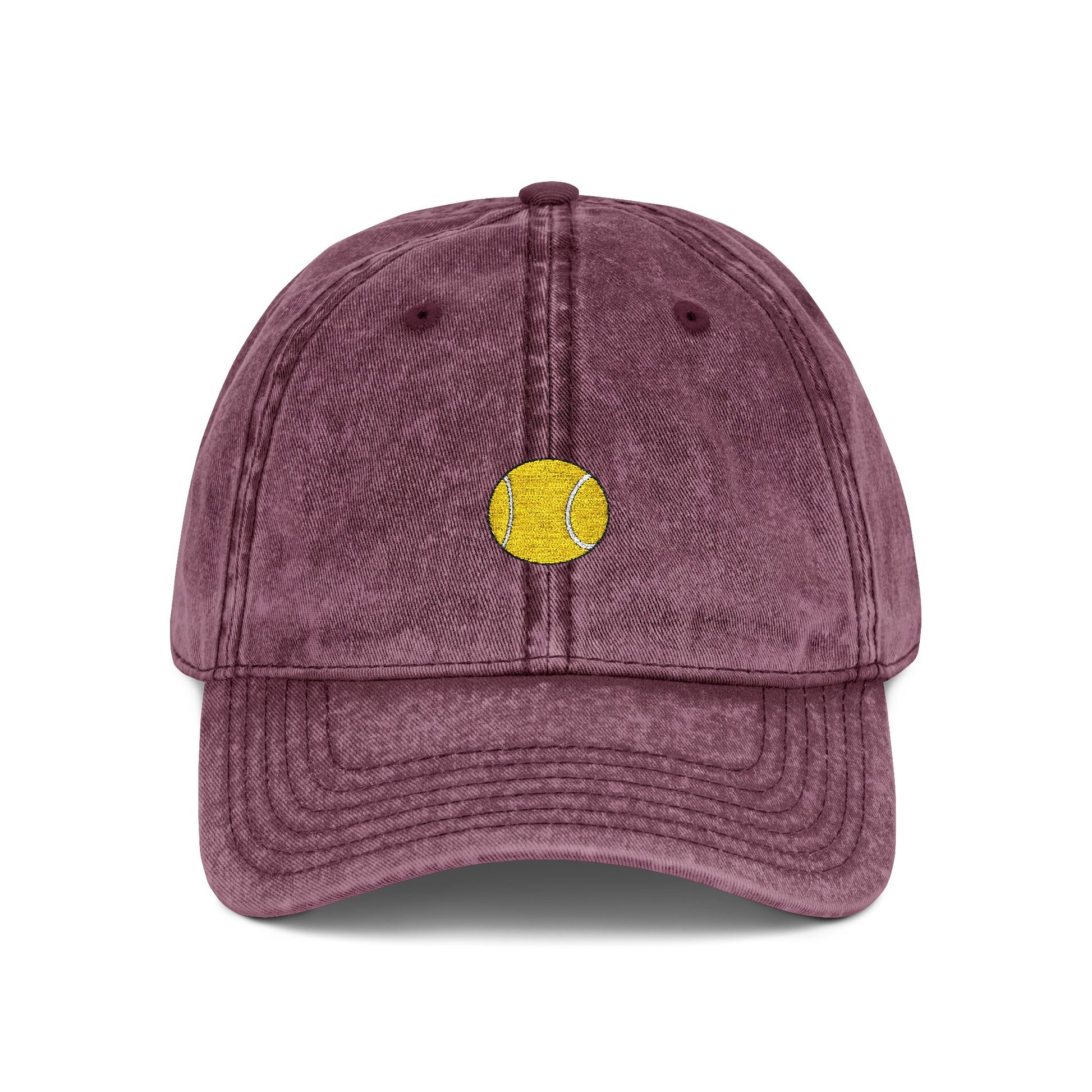 Vintage Embroidered Sunflower Cap — Retro Washed Baseball Hat Hats Printify One size Maroon