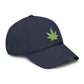 Washed Baseball Cap with Green Glitter Cannabis Leaf Embroidery Hats Printify
