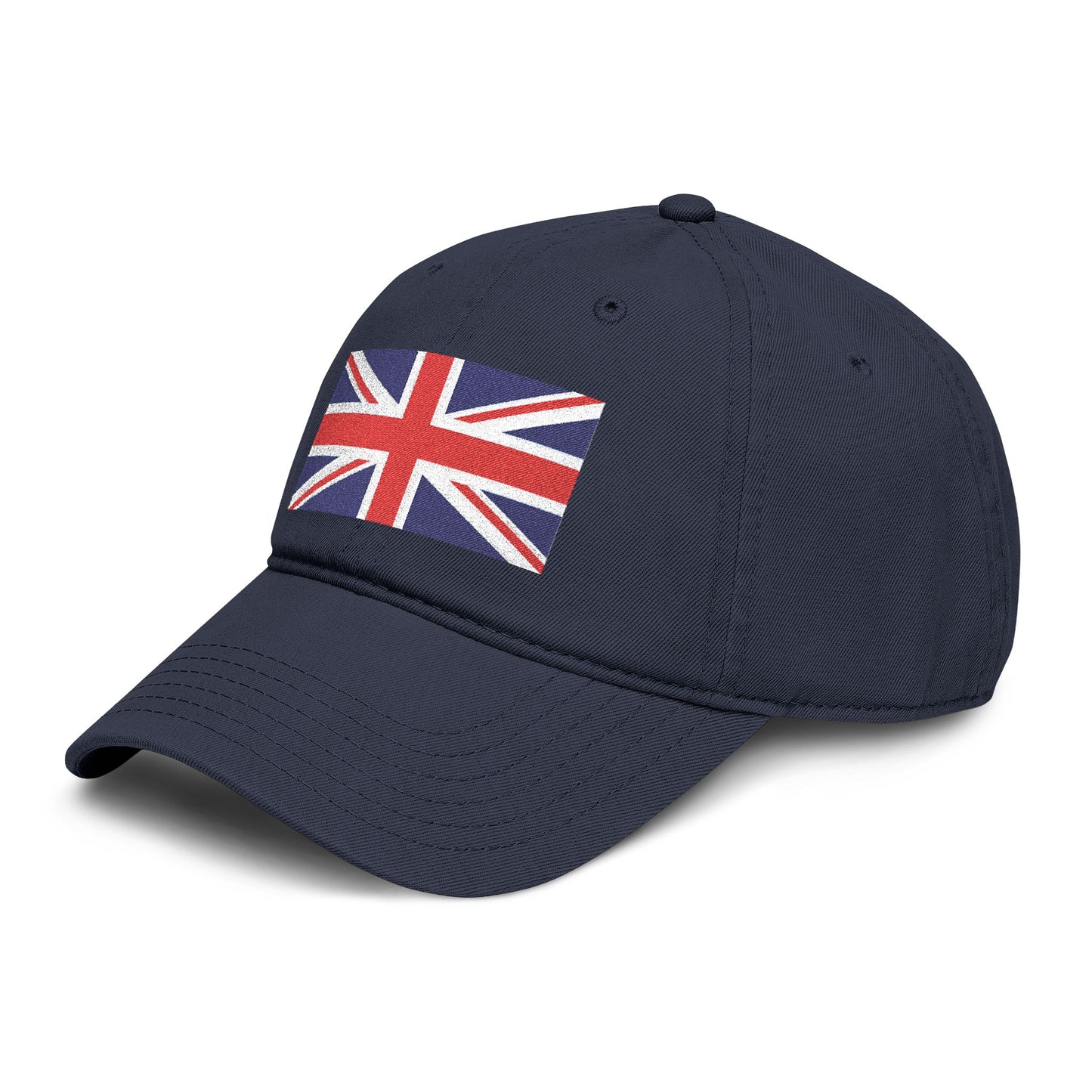 Washed Cotton Baseball Cap with Distressed Union Jack Patch Hats Printify