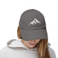 Distressed Mountain Hat — Minimal White Peak Embroidered Cap