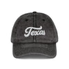 Vintage Embroidered Texas Cap — Distressed Red Baseball Hat Hats Printify One size Black