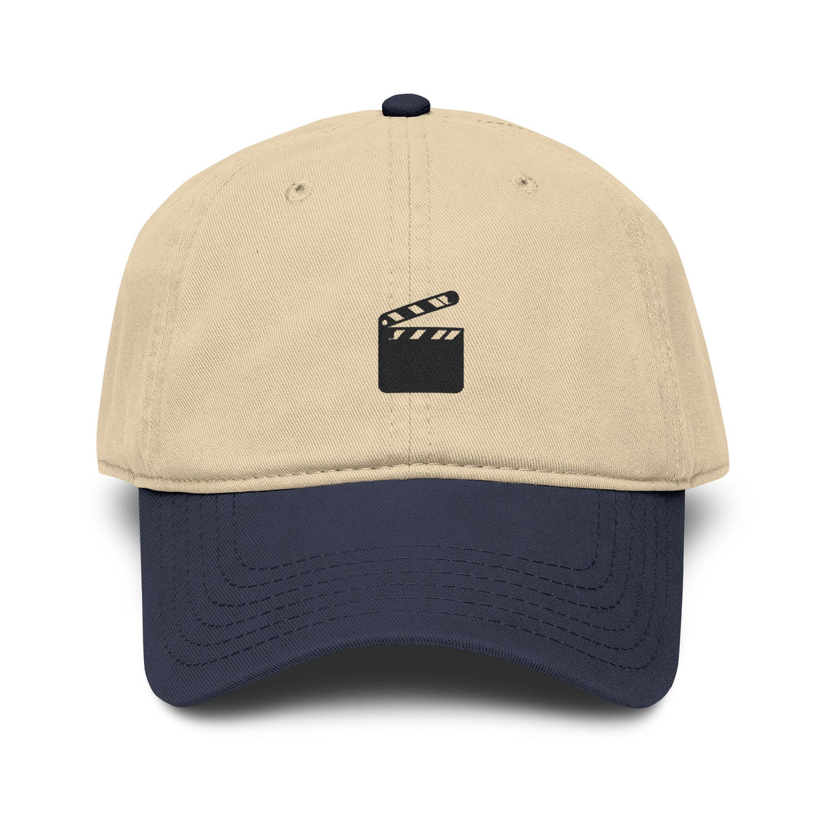 Washed Baseball Cap with Film Clapper Embroidery – Vintage Crew Hat for Filmmakers & Movie Fans Hats Printify