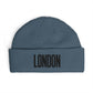 London Cuff Beanie – Embroidered City Knit Hat Hats Printify One size Petrol Blue