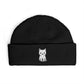 Embroidered Kitten Cuff Beanie