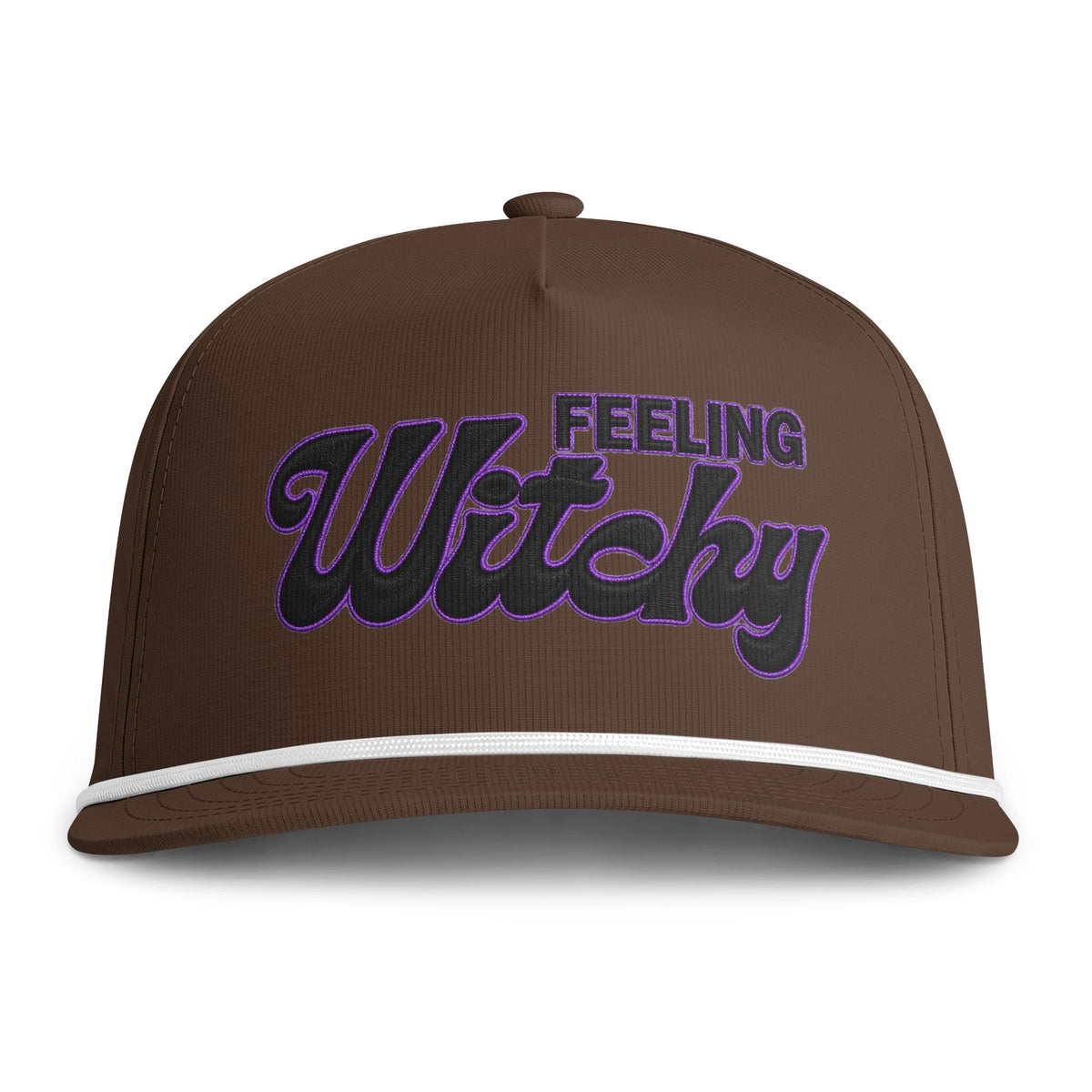 Feeling Witchy Rope Cap – Halloween Embroidered Hat Hats Printify Espresso Adjustable