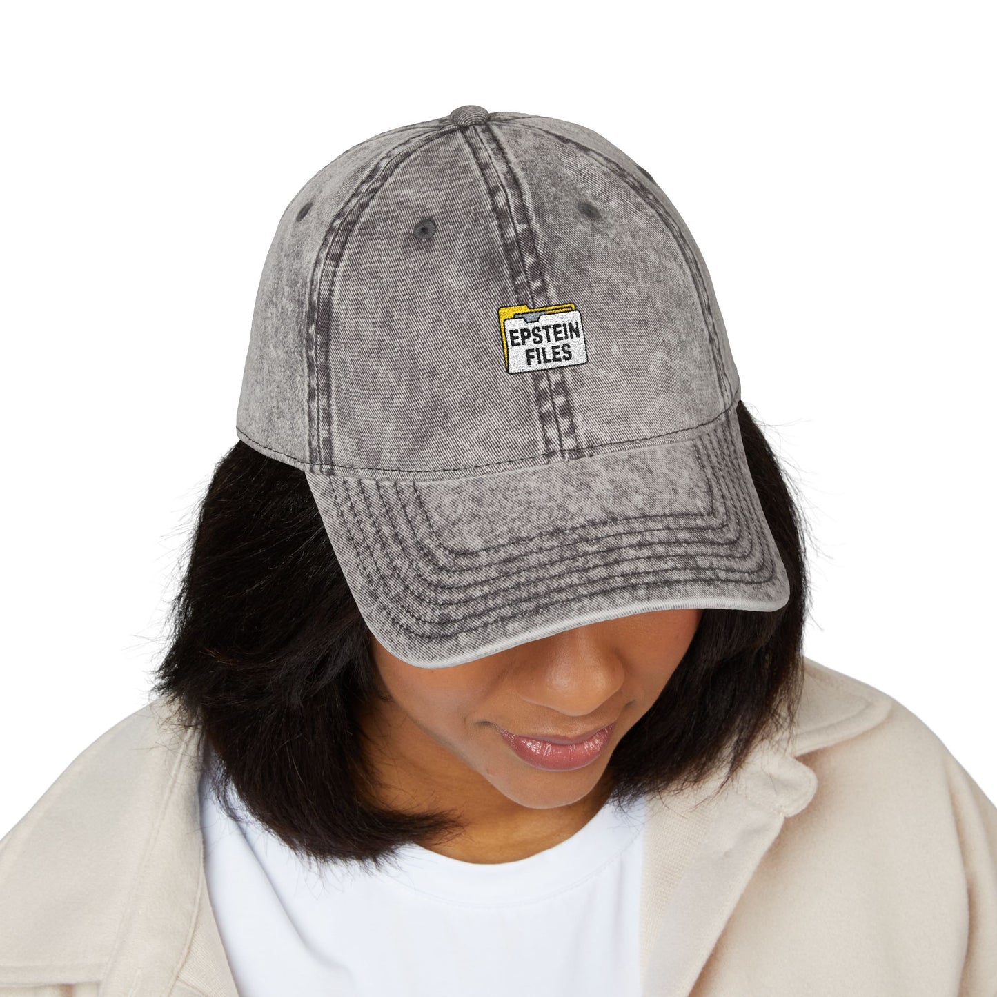Embroidered Vintage Cap — "Epstein Files" Patch Dad Hat Hats Printify