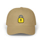 Lock Embroidered Dad Cap — Minimal Yellow Padlock Baseball Hat Hats Printify Khaki One size