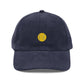 Embroidered Yellow Smiley Corduroy Cap Hats Printify Navy Blue One size