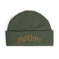 Mother Cuff Beanie — Gold Glitter Embroidered Knit Hat for Moms