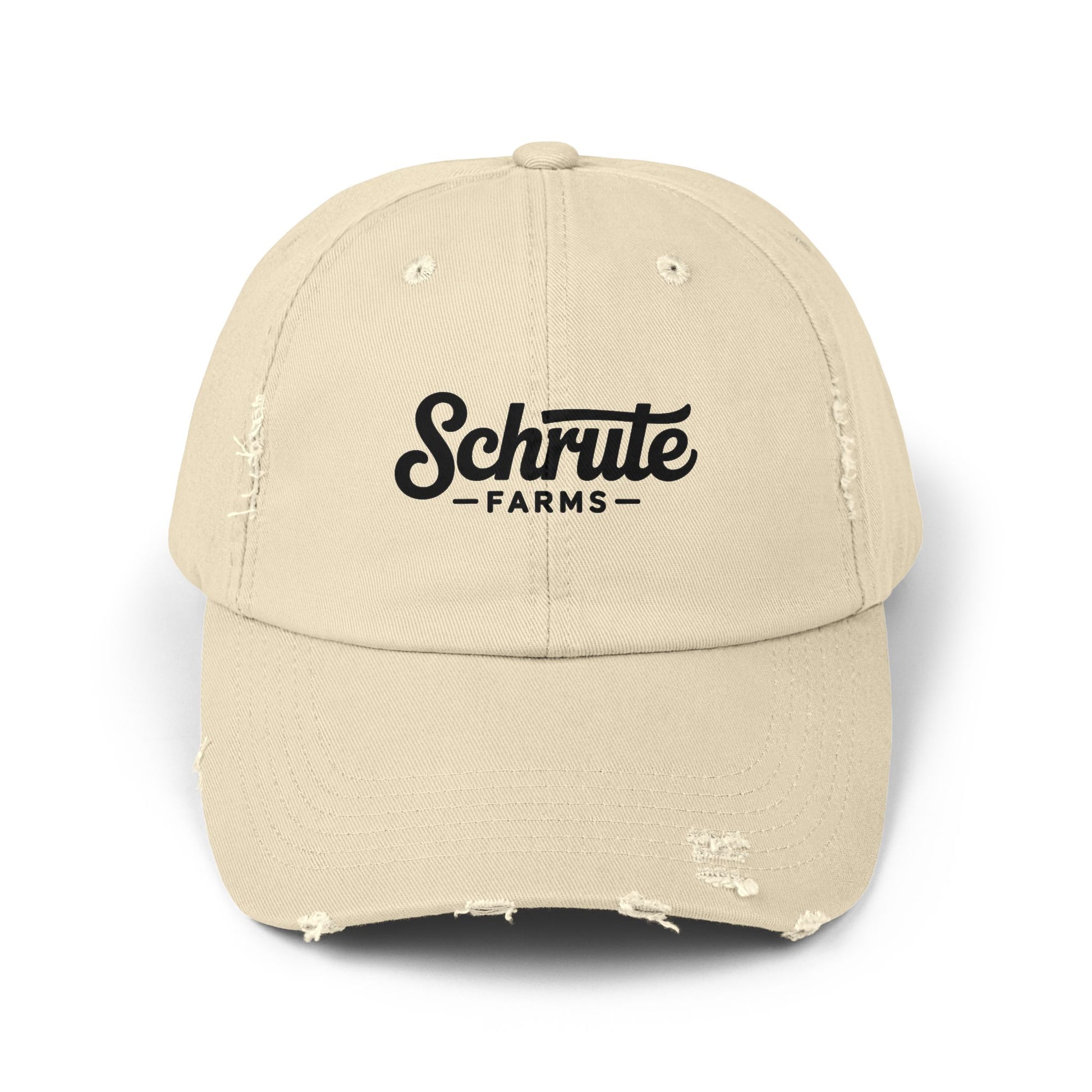 Schrute Farms Distressed Cap - Vintage Logo Baseball Hat Hats Printify Stone One size