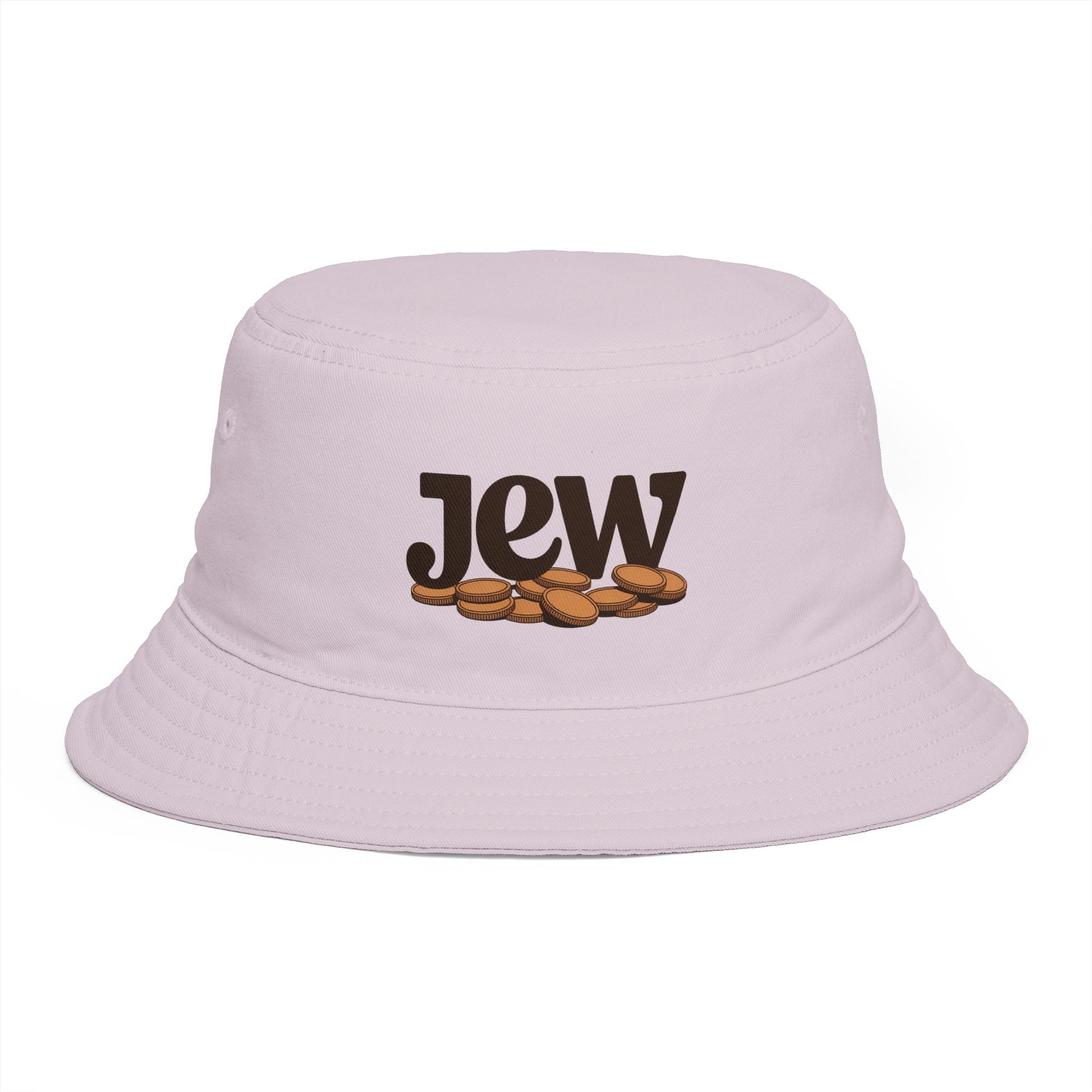 Bucket Hat — 'Jew' Logo with Bagels Embroidery | Retro Jewish Food Pride Cap Hats Printify One size Orchid