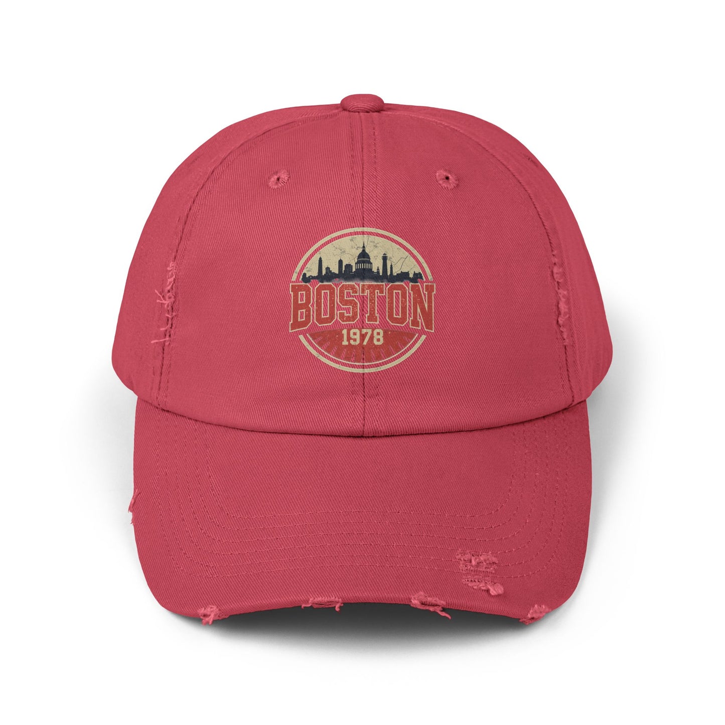 Boston Distressed Cap - Vintage City Skyline Dad Hat (1978)