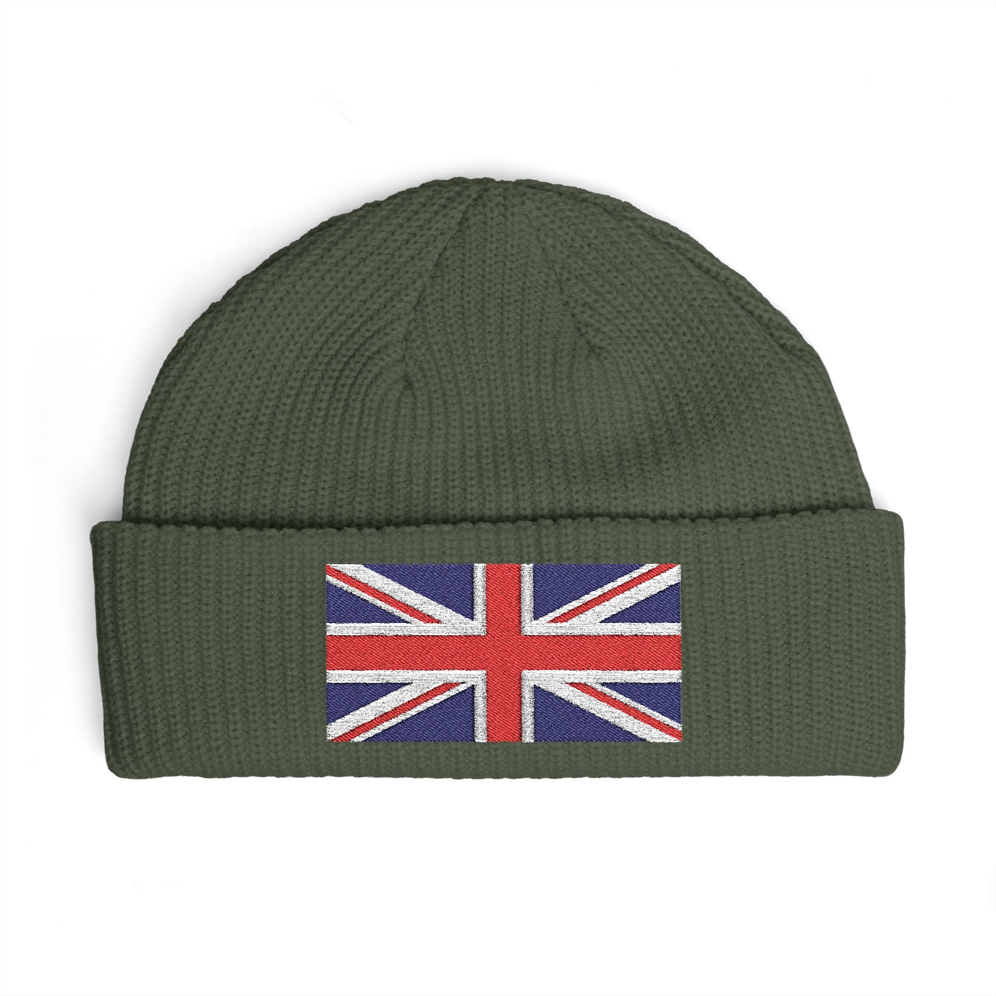 Cuff Beanie — Embroidered Union Jack Knit Hat Hats Printify One size Cypress