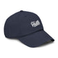 Hustle Washed Baseball Cap — Vintage Script Embroidered Hat Hats Printify