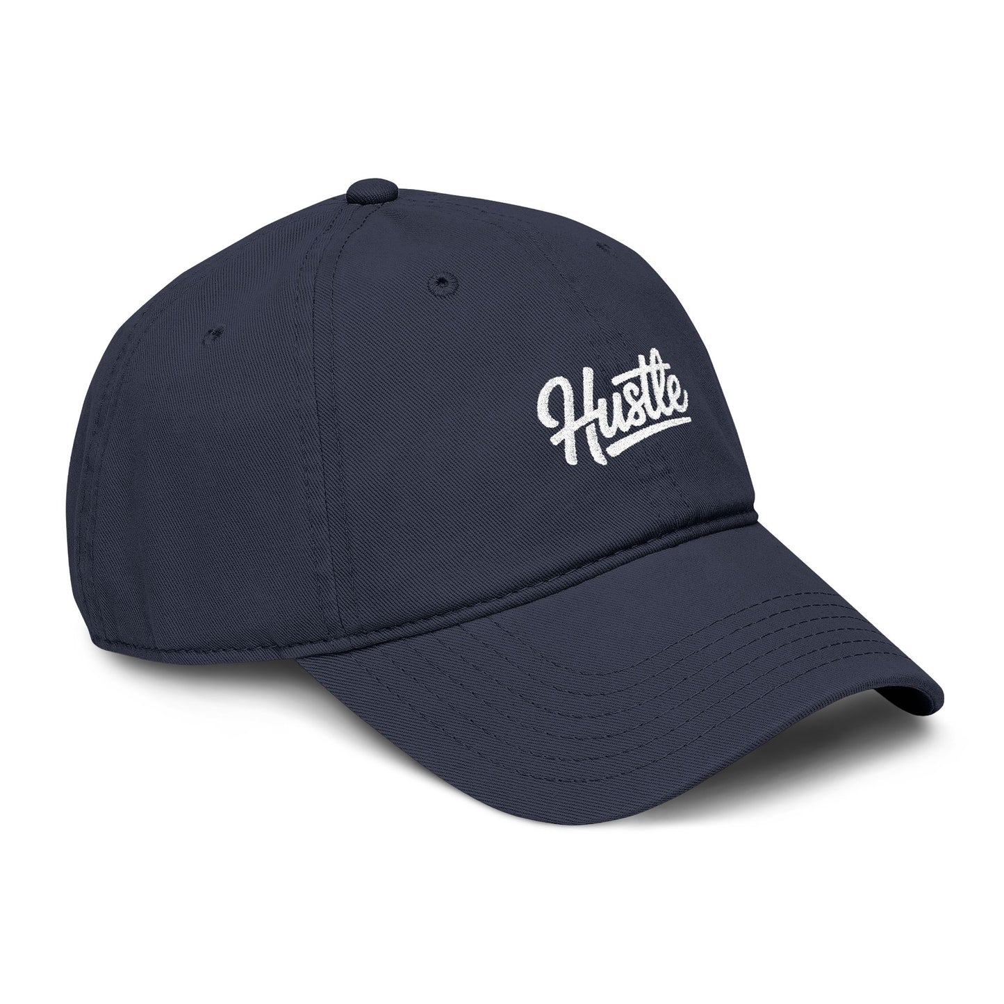 Hustle Washed Baseball Cap — Vintage Script Embroidered Hat Hats Printify