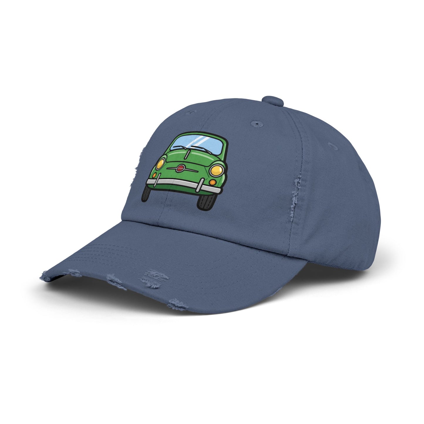 Distressed Cap — Retro Green Car Graphic Hat Hats Printify