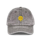 Embroidered Vintage Cap — Dripping Yellow Smiley Face Hat Hats Printify One size Charcoal Grey