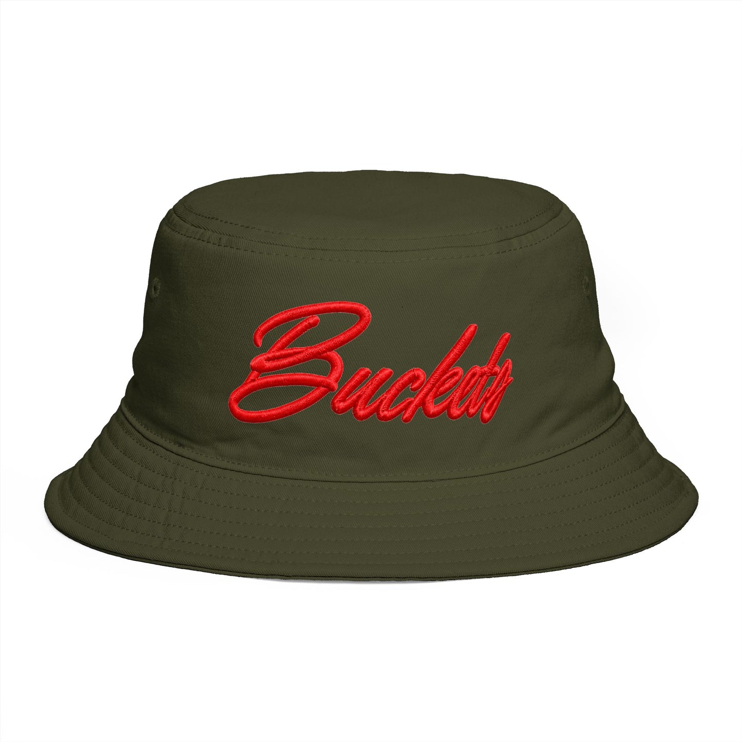 Bucket Hat — Retro Script 'Bucketd' Embroidered Brown Summer Hat