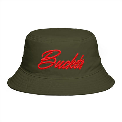 Bucket Hat — Retro Script 'Bucketd' Embroidered Brown Summer Hat