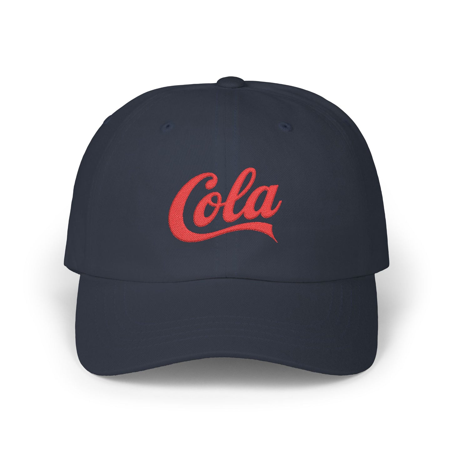 Cola Embroidered Dad Cap – Retro Soda Logo Baseball Hat Hats Printify Navy One size