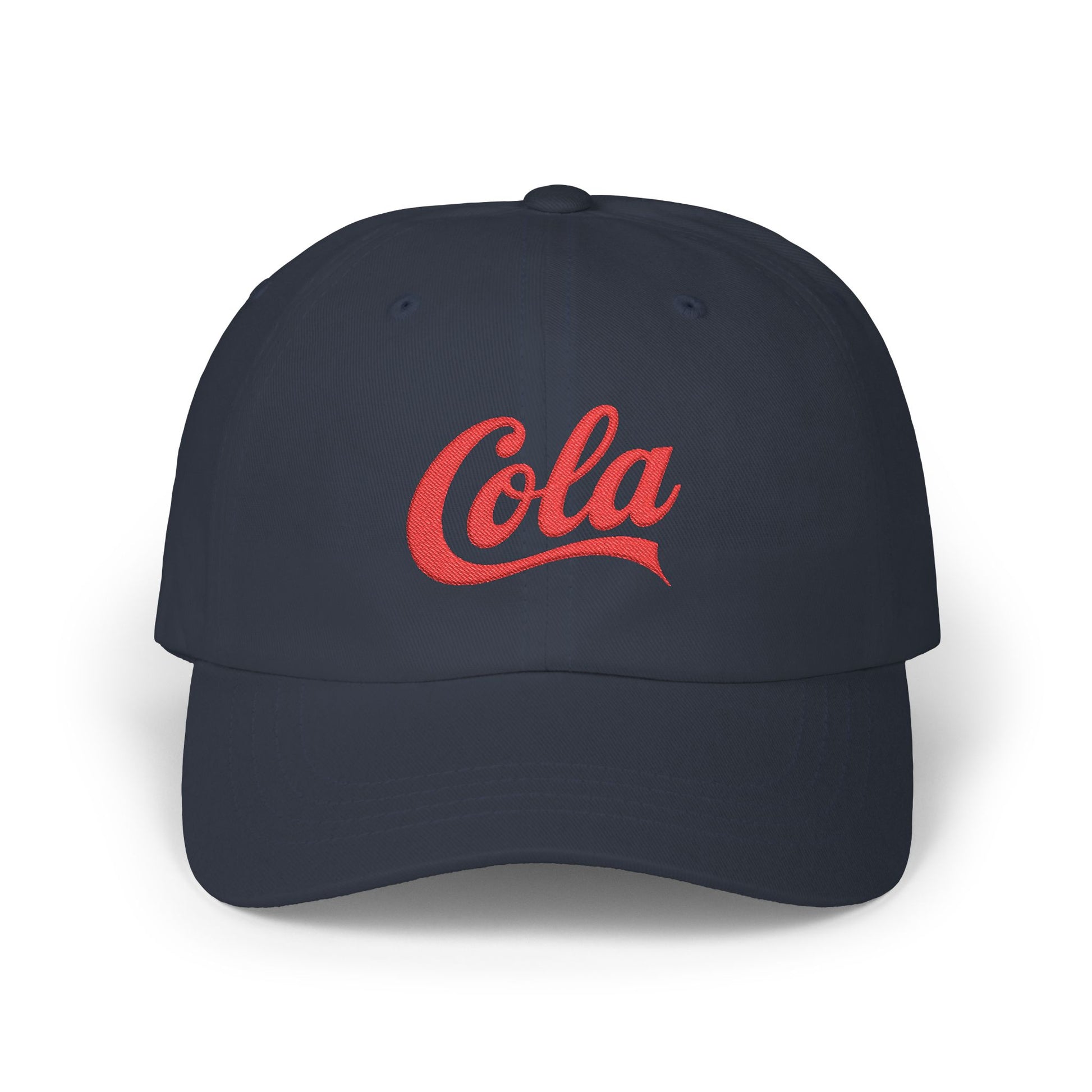 Cola Embroidered Dad Cap – Retro Soda Logo Baseball Hat Hats Printify Navy One size