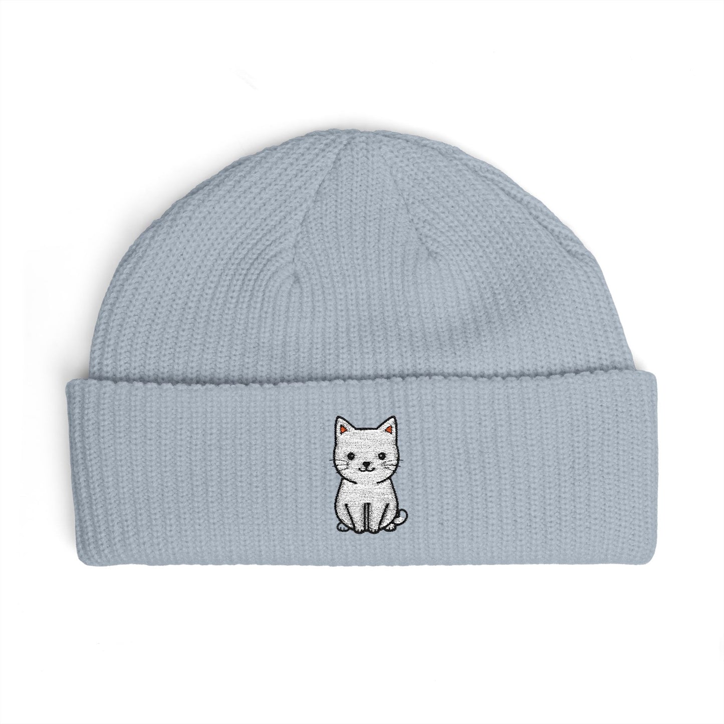 Embroidered Kitten Cuff Beanie