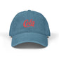Embroidered 'Cola' Denim Hat – Vintage Script Baseball Cap Hats Printify One size Blue