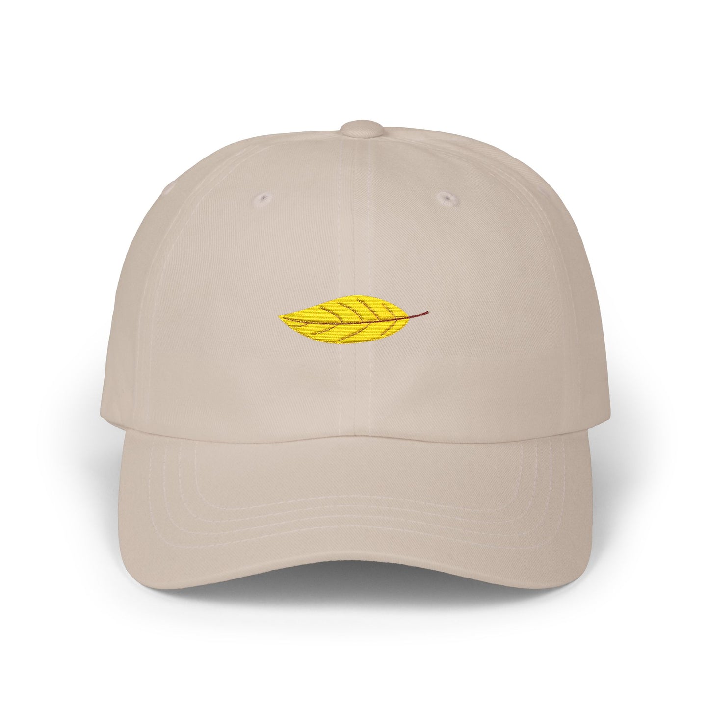 Embroidered Yellow Leaf Dad Cap — Minimal Nature Baseball Hat Hats Printify Stone One size