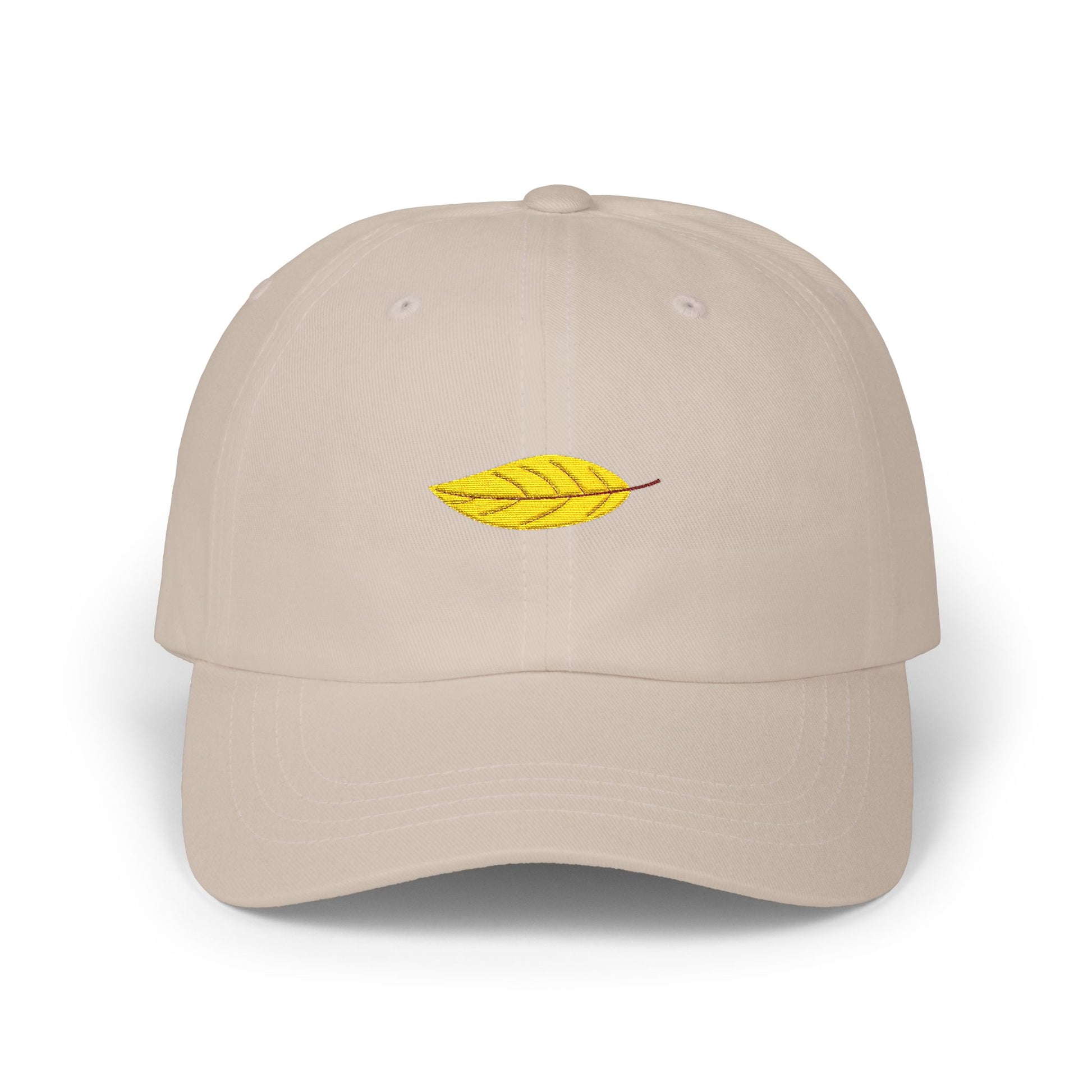 Embroidered Yellow Leaf Dad Cap — Minimal Nature Baseball Hat Hats Printify Stone One size