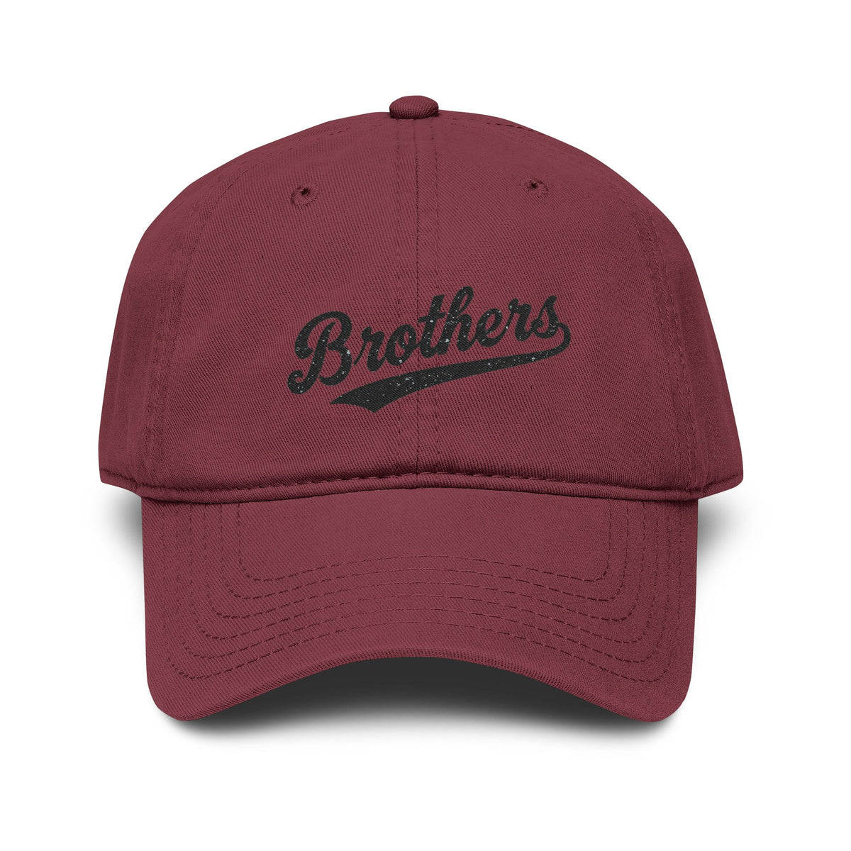 Brothers Embroidered Washed Baseball Cap Hats Printify One size Maroon
