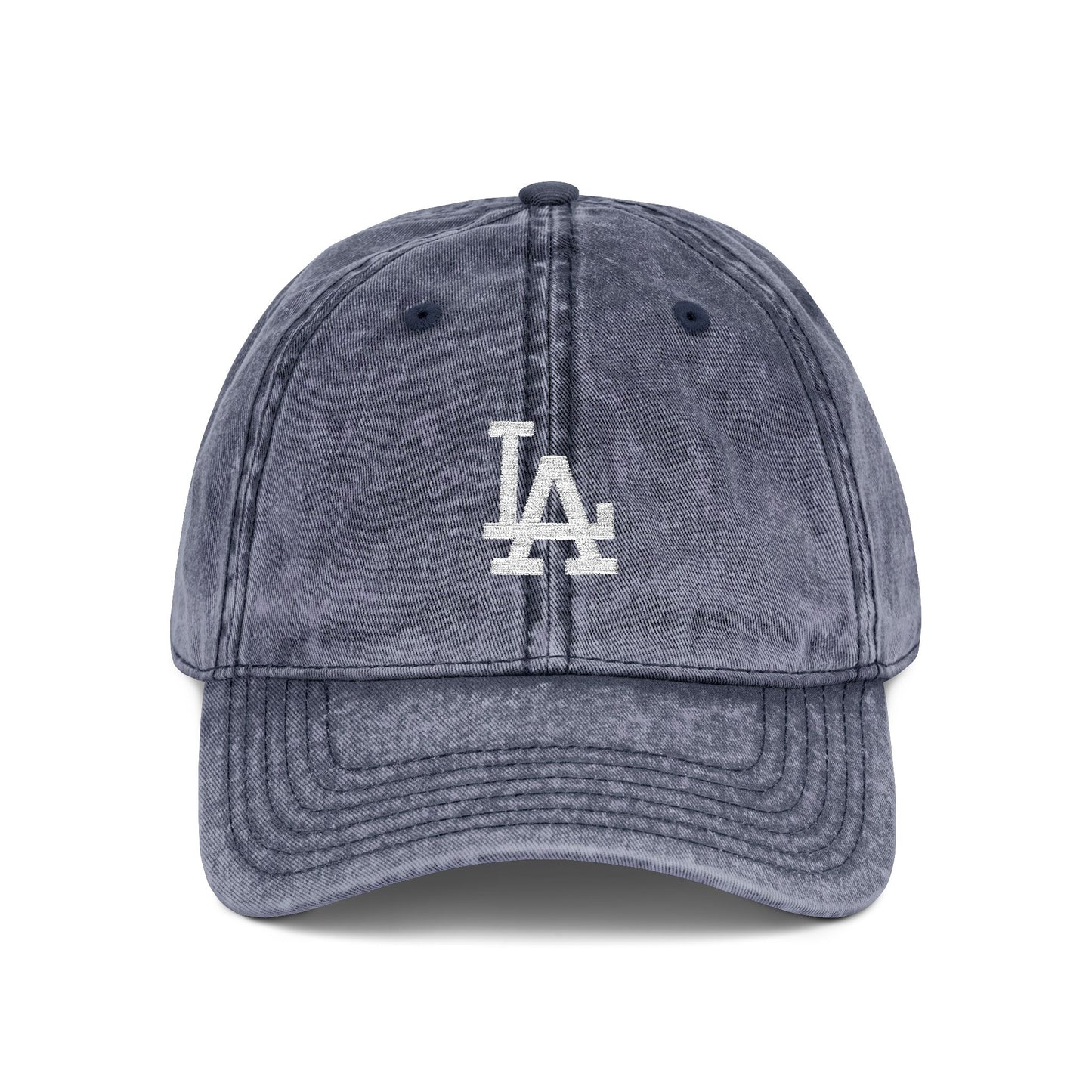 Vintage Embroidered LA Cap — Washed Red Baseball Hat Hats Printify One size Navy