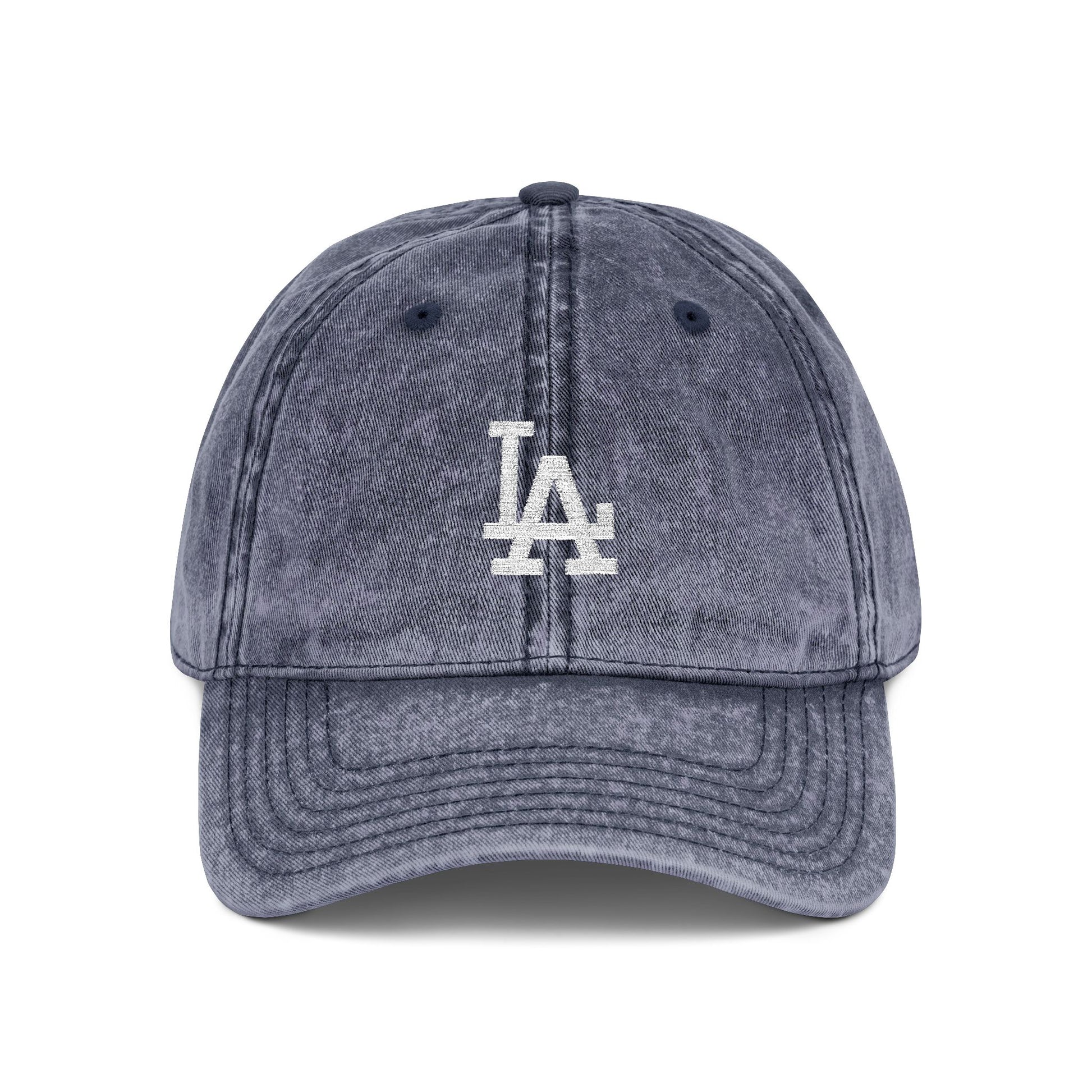 Vintage Embroidered LA Cap — Washed Red Baseball Hat Hats Printify One size Navy