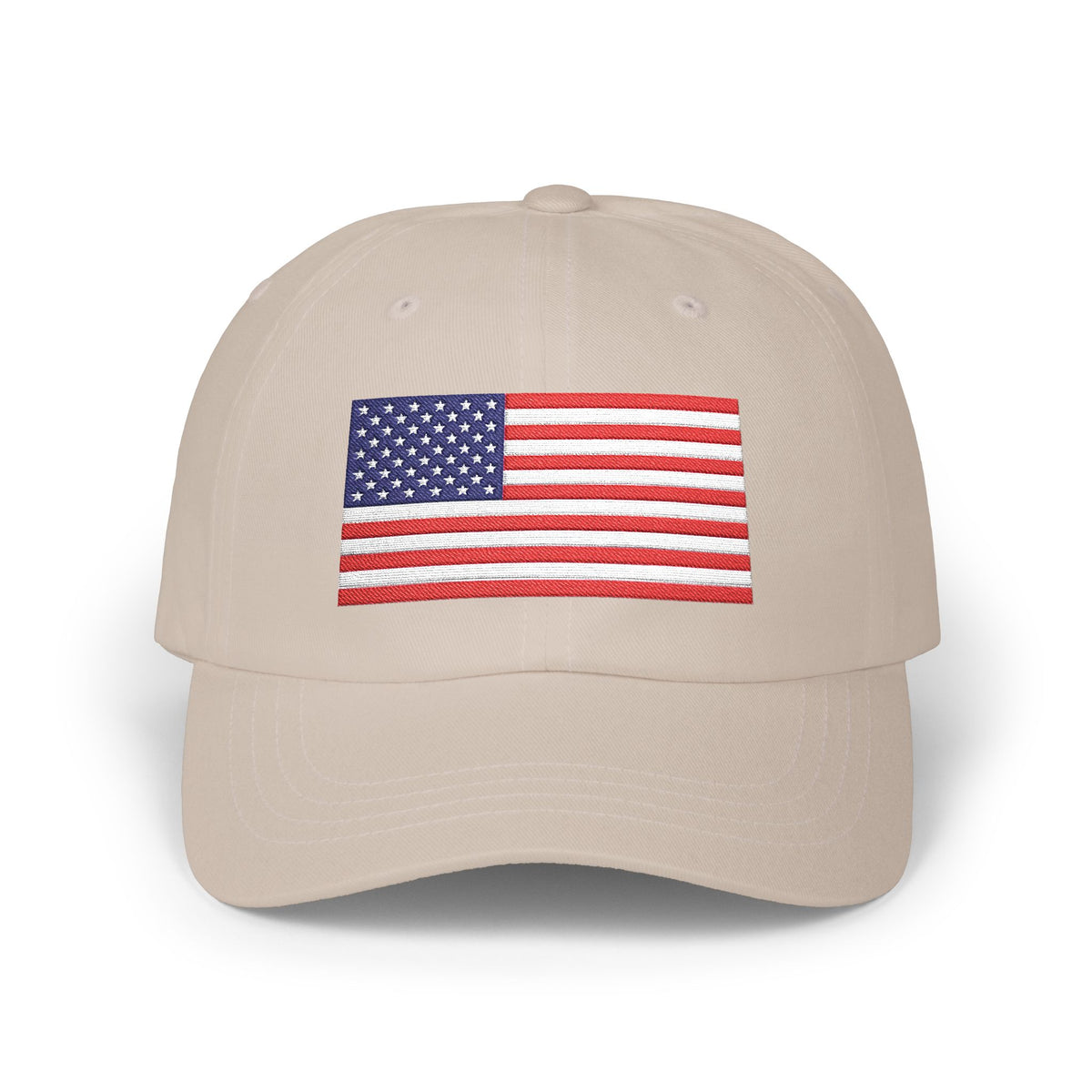 American Flag Dad Cap — Embroidered USA Baseball Hat for 4th of July Hats Printify Stone One size