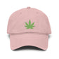 Washed Baseball Cap with Green Glitter Cannabis Leaf Embroidery Hats Printify One size Dusty Rose