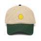 Washed Baseball Cap with Tiny Yellow Tennis Ball Embroidery Hats Printify One size Dark Green / Khaki