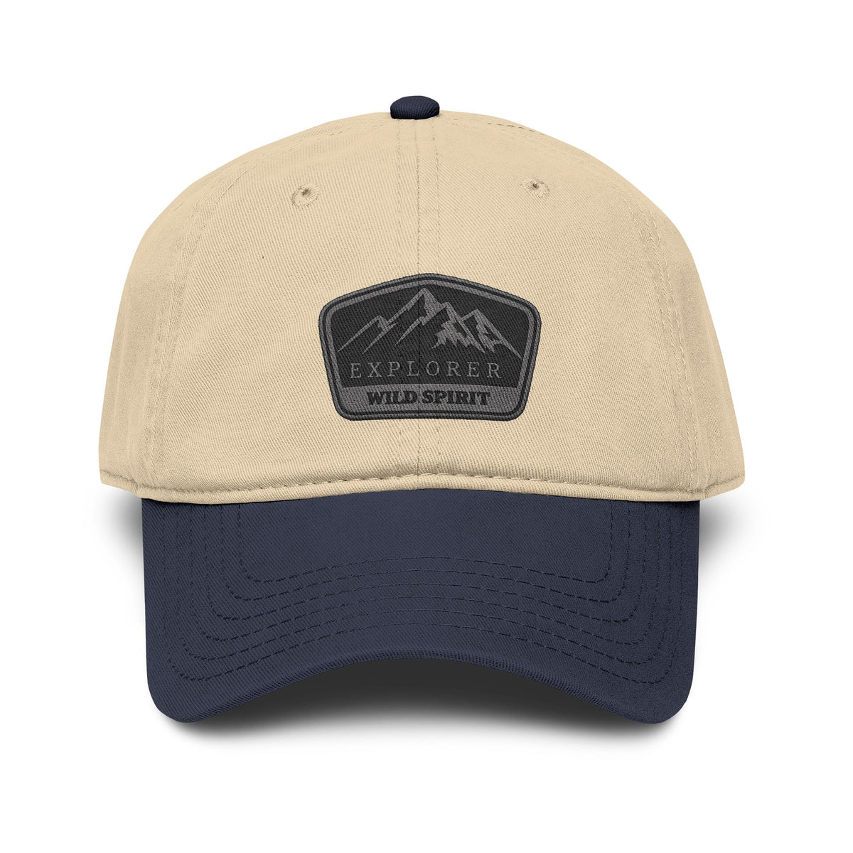 Explorer Wild Spirit Washed Baseball Cap Hats Printify One size Navy / Khaki