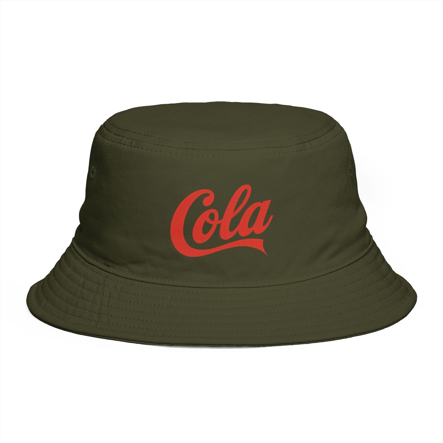 Cola Logo Brown Bucket Hat – Retro Soda-Inspired Summer Hat Hats Printify One size Army