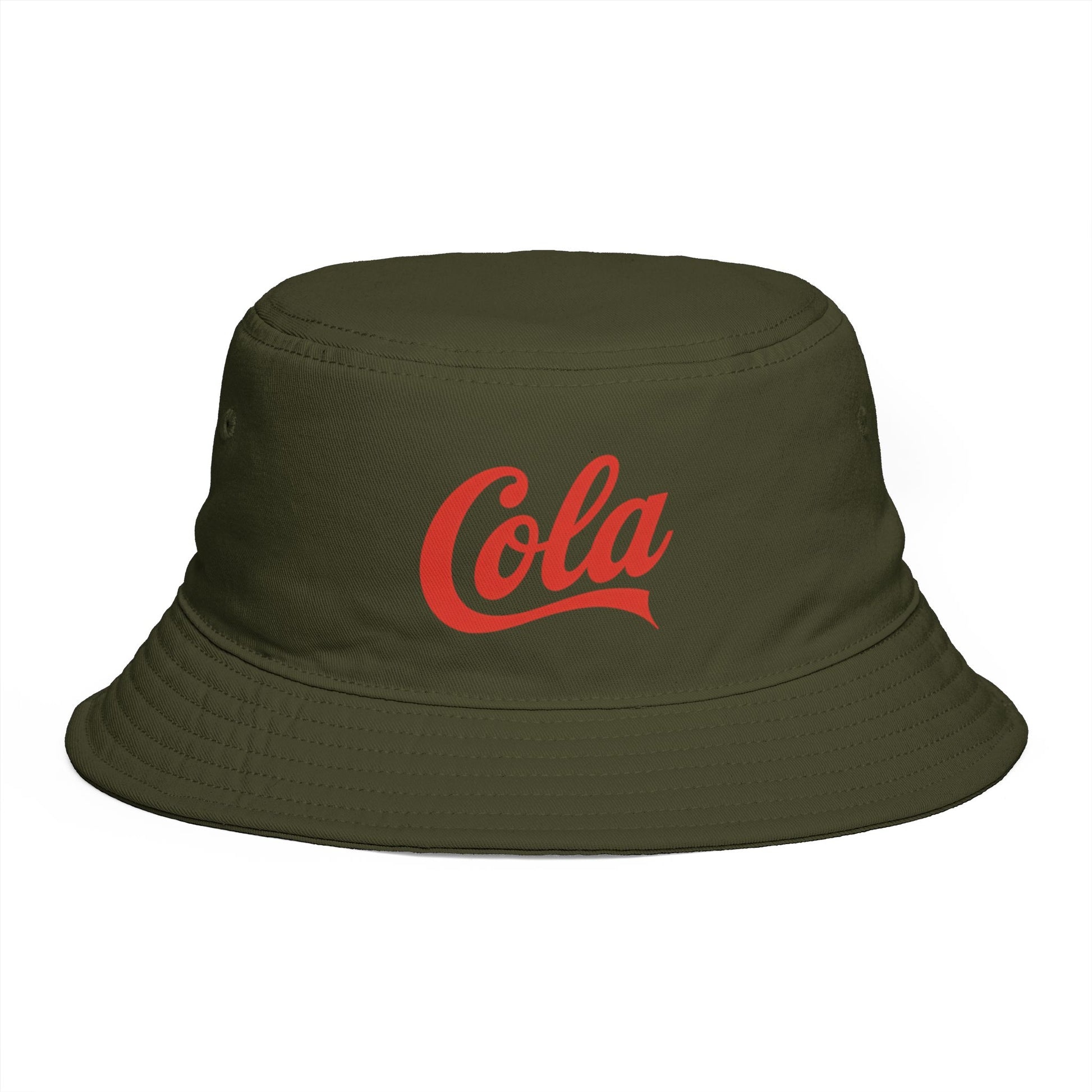 Cola Logo Brown Bucket Hat – Retro Soda-Inspired Summer Hat Hats Printify One size Army